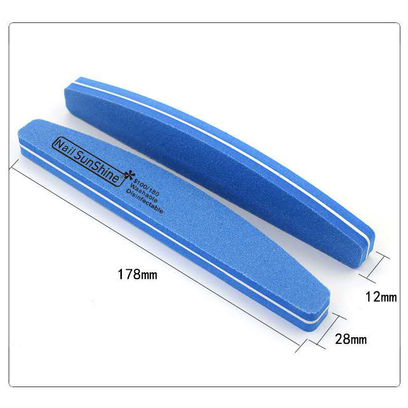 Nail File Good Quality Moon-Shaped High Elastic Sponge Rubbing Waterproof Nail File Nail Polish Strip Double-Sided Manicure File Strip