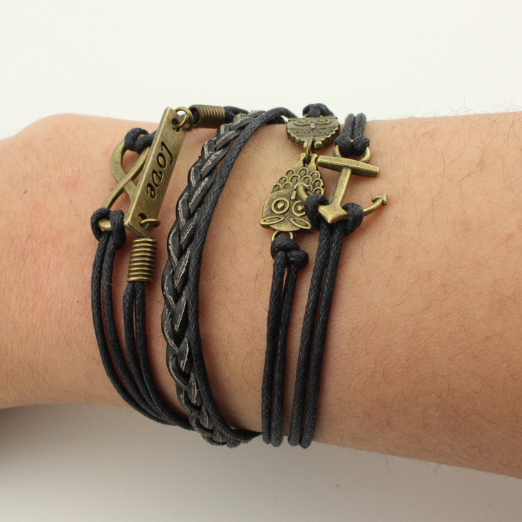 Vintage Braided Bracelet Handmade Wax Rope Braided New Aliexpress Supply Rope Bracelet