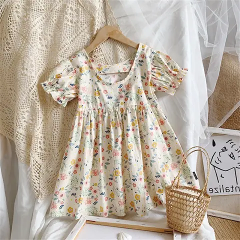 Children's Clothing Girls Floral Dress Pastoral Style Princess