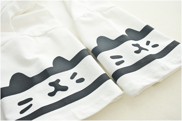 Title 5, Cat Print Short-Sleeved Hooded T-Shirt