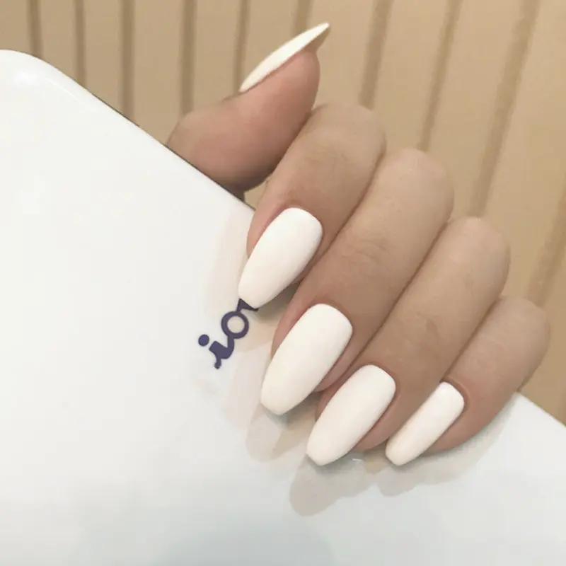 Frosted Short Ballet Wear Finished Fake Nails Solid Color