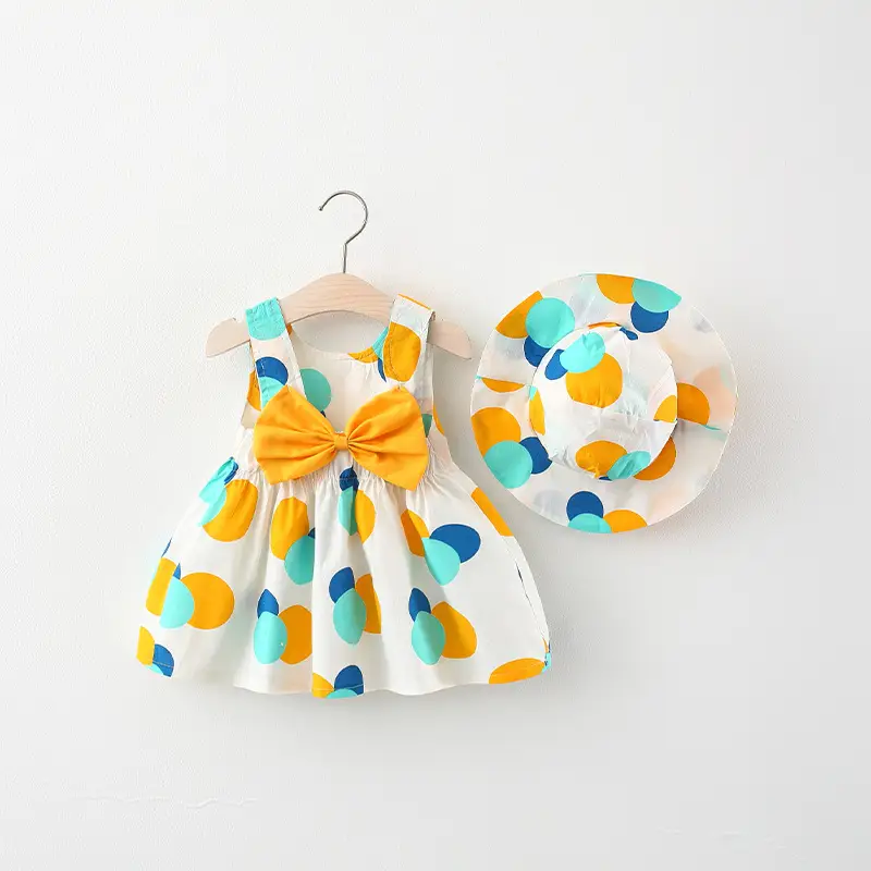 Children's Skirt Wholesale Summer Style Full Circle Printed Bow Skirt With Hat Girls Children's Clothing