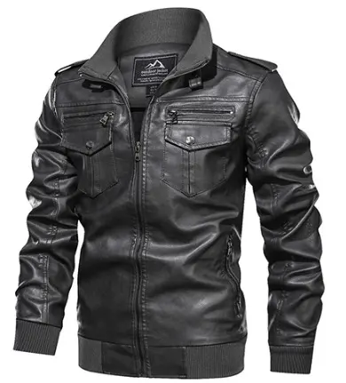 Leather Jacket Spring and Autumn Men'S Sports Washed Retro