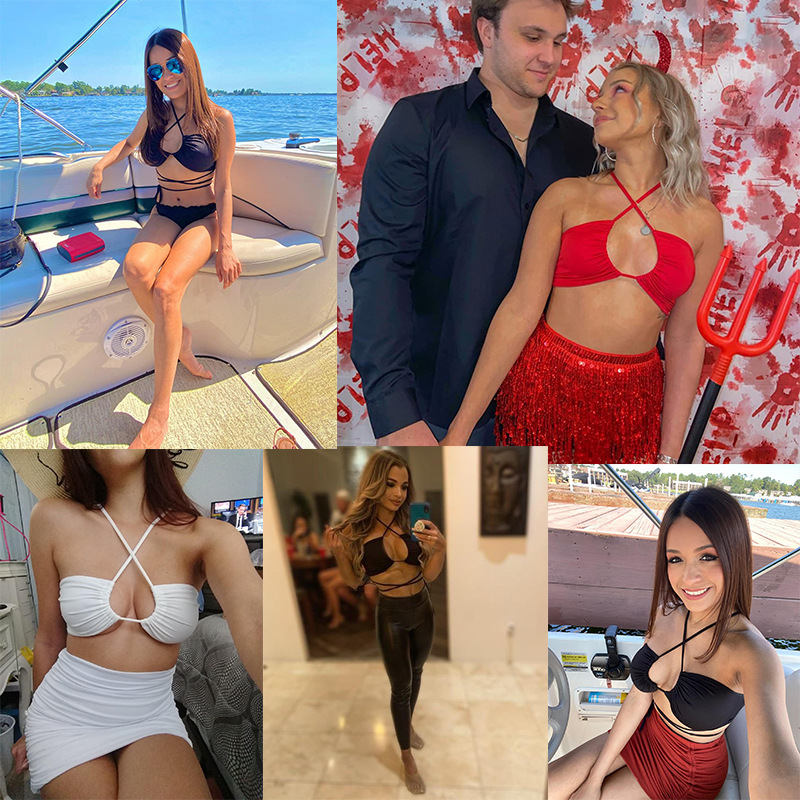 Women's New Style Long Drawstring Straps Strapless Halter Hanging Neck Wrap Chest