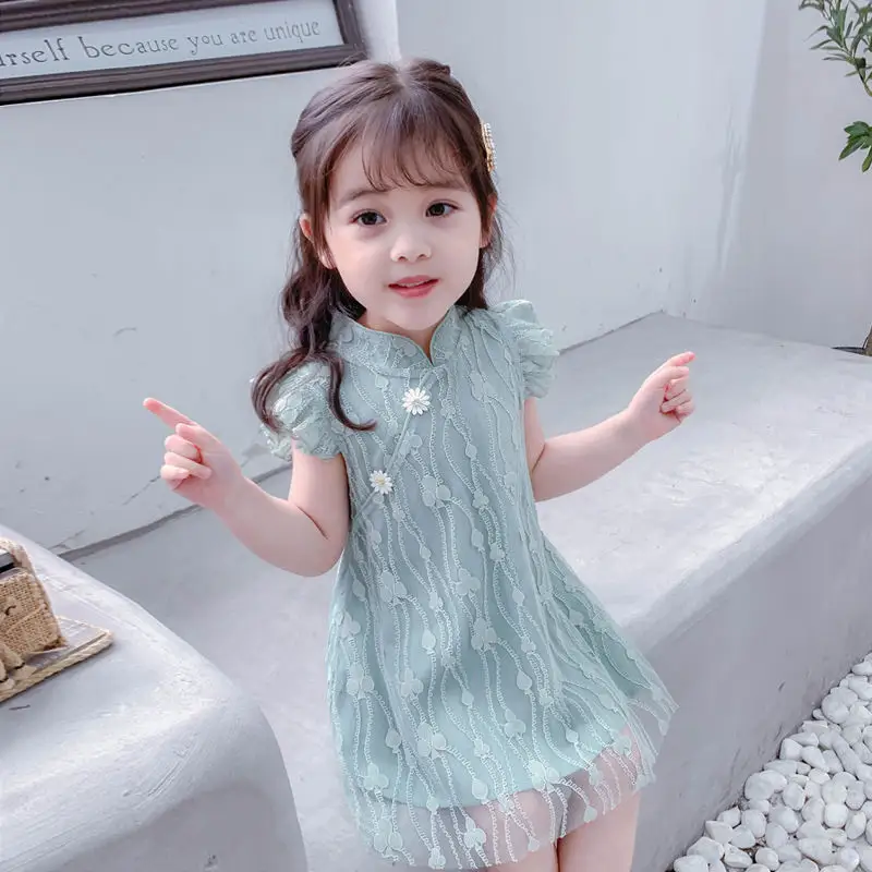Summer New Children'S Cheongsam Can Be Salt And Sweet Chinese Style Retro Comfortable Cheongsam Dress