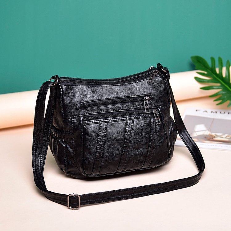 Washed Leather Ladies One-Shoulder Messenger Bag Washed leather ladies one-shoulder messenger bag