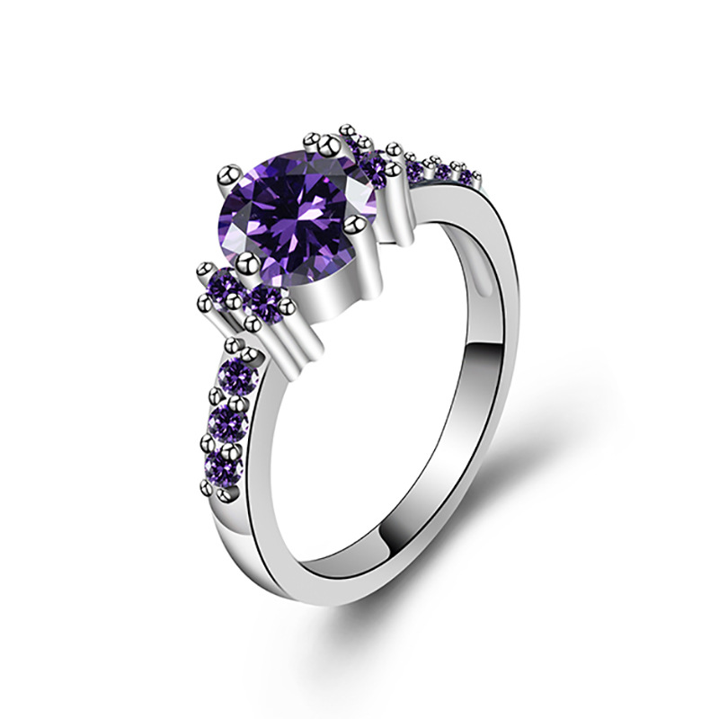 Fuchsia Zircon Color Diamond Ring Simple