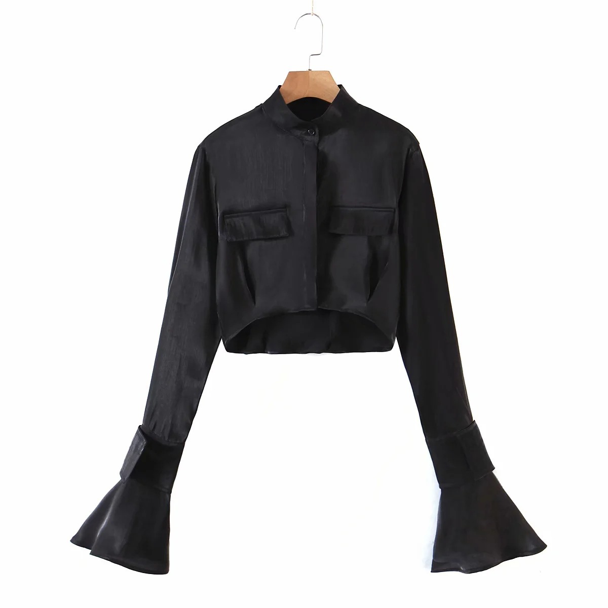 Liviahome European And American Spice Girl Style Satin Bandage Shirt Suit Skirt Two Piece Set Women''s Spring Design