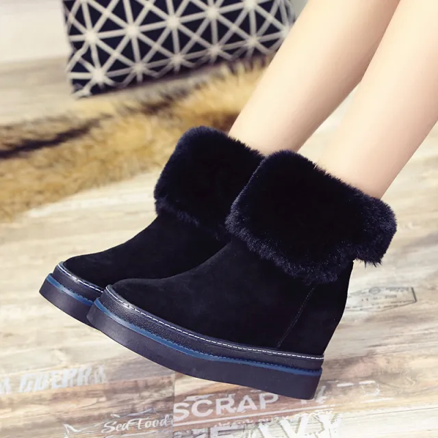 Snow Boots Women Winter New Trendy Warm Short Boots Cotton Shoes Non Slip Middle Tube Thick Bottom Plus Velvet Snow Cotton Black - Shop at LoveMi