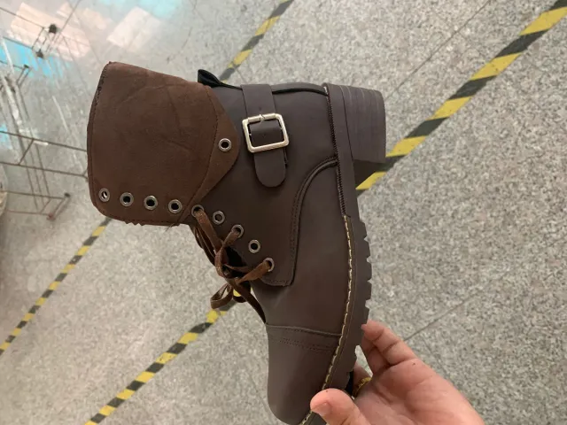 Martin Boots Women'S Autumn New Belt Buckle British Retro Lace Up Thick Heeled Short Tube Women'S Boots Large Size Leather Boots Brown - Shop at LoveMi