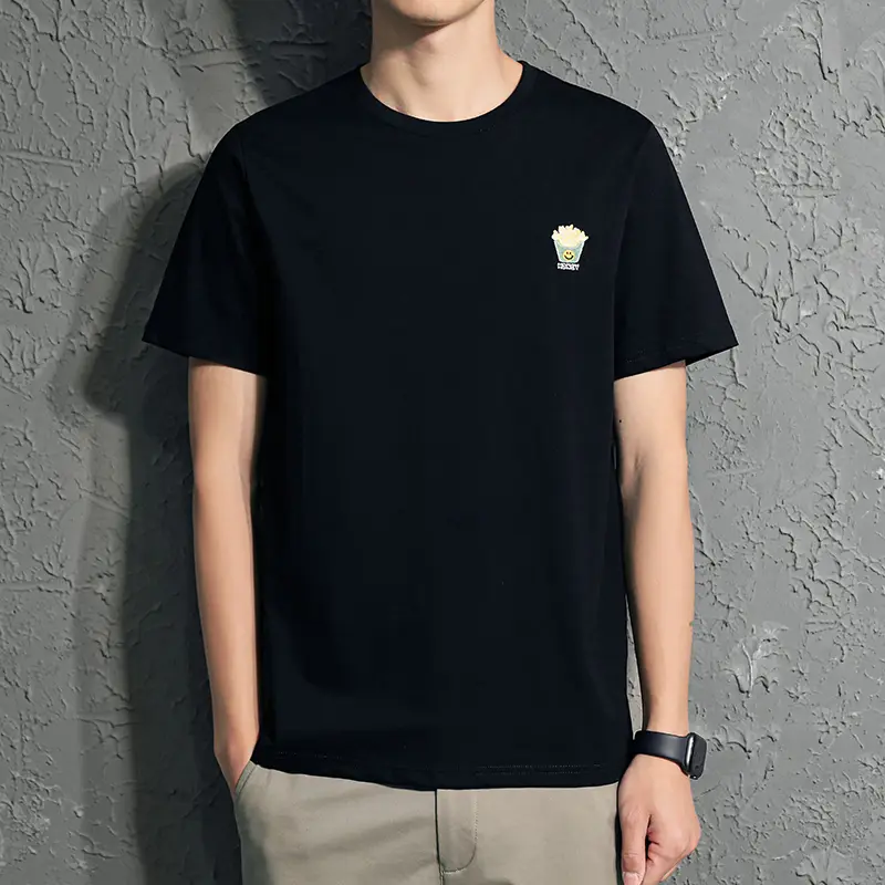 New Summer Round Neck Embroidery Tide Brand Loose Men'S Top Clothes
