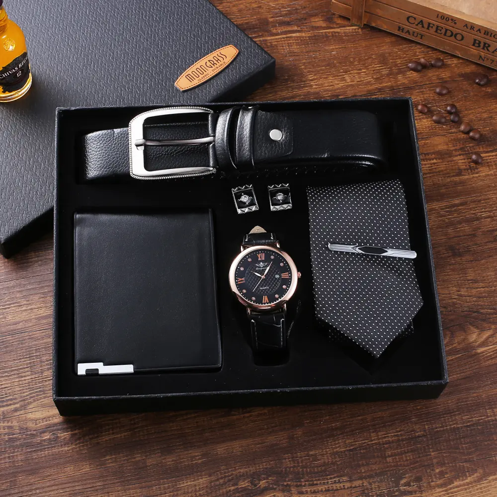 New Quartz Wristwatch Bracelet Gift Set for Men Boyfriend
