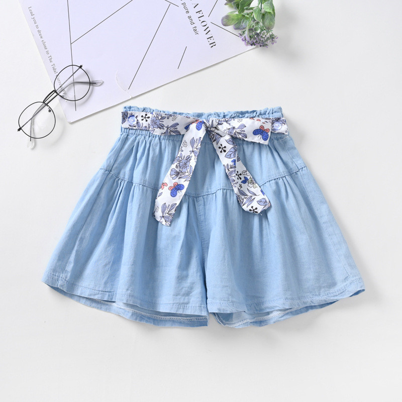 Denim Shorts Western Style Big Children's Solid Color