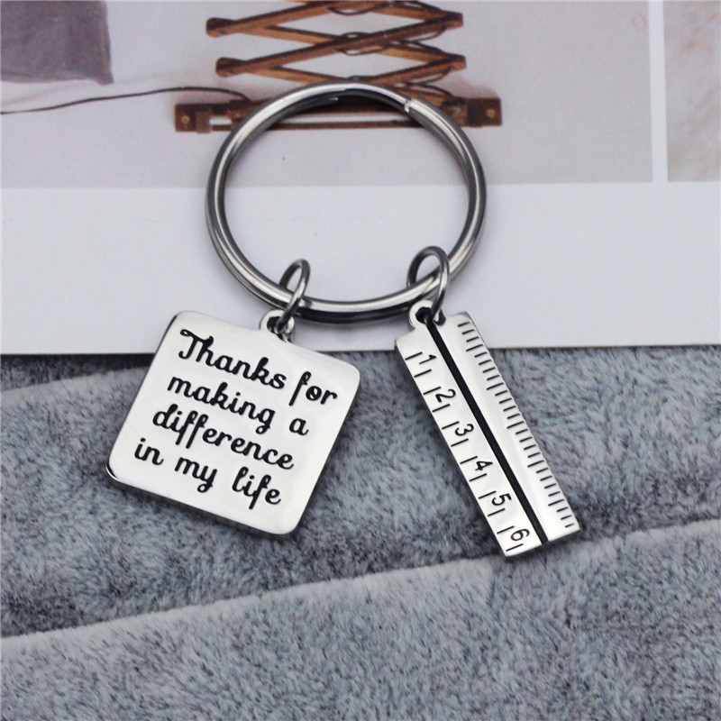 Title 5, Stainless Steel Ruler Square Brand Waist Keycha...