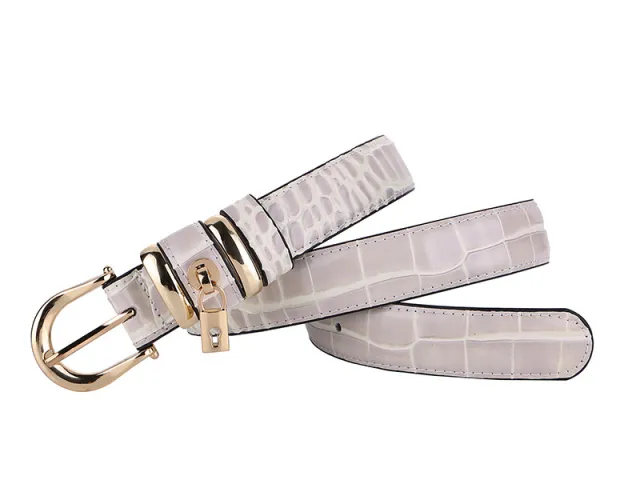 Wide Belt Ladies Cowhide Wide Belt Leather Decorative Belt White - Shop at LoveMi