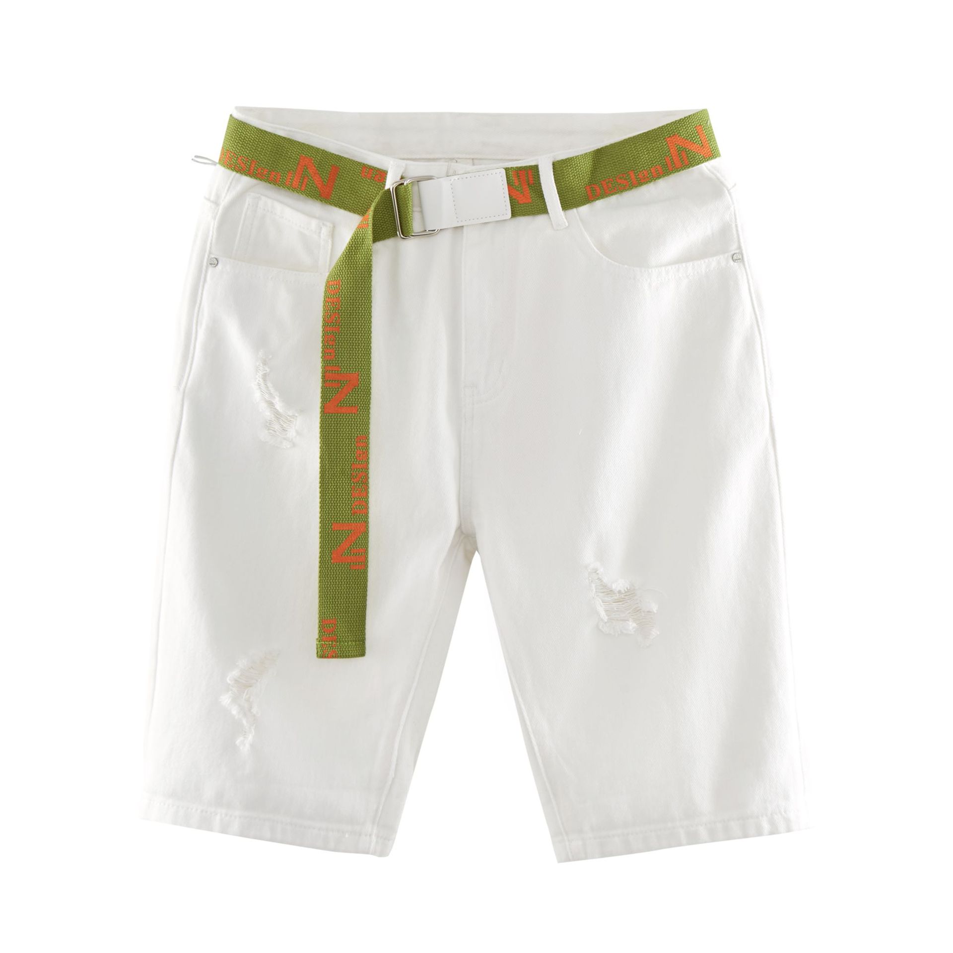 New Casual Thin Embroidered Hole White Shorts