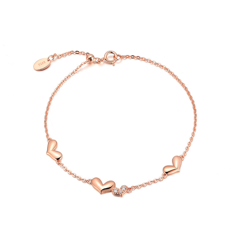 S925 Sterling Silver Fashion Love Bracelet Korea Temperament Jewelry Heart-shaped Temperament Girl Bracelet