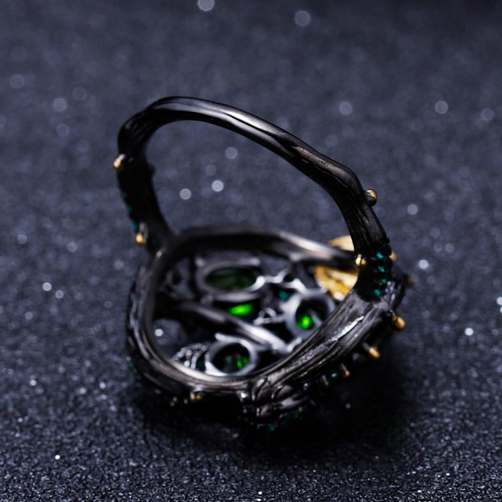 Handmade Designer Natural Chrome Diopside Tassel 925 Silver Ring