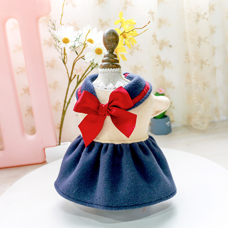 Navy blue bow student skirt