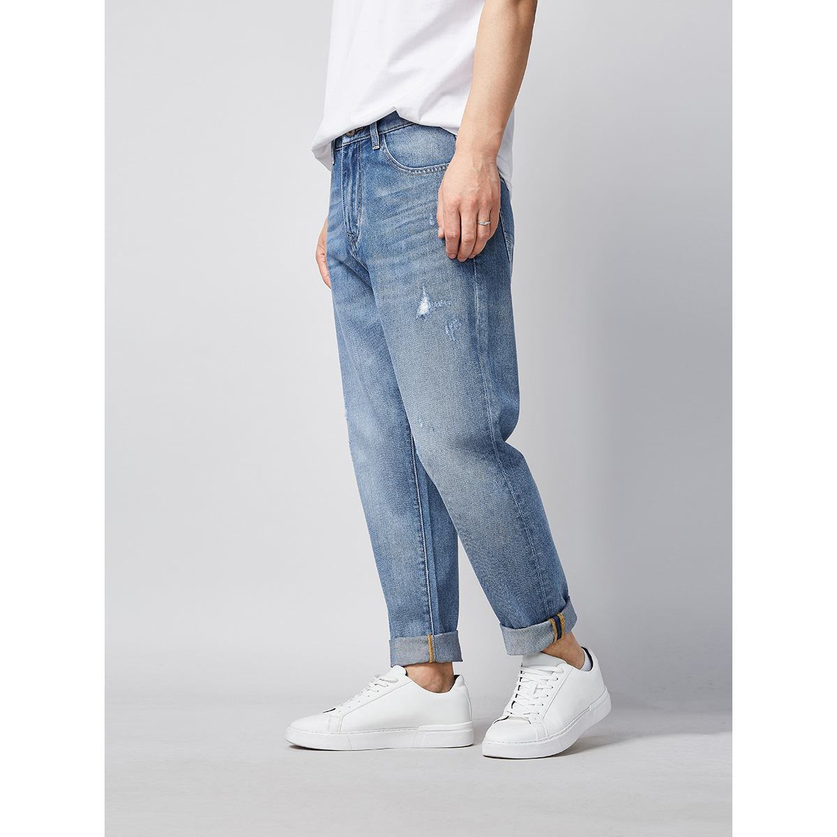 Small Straight Mid-Rise Jeans Men's Spring And Summer New Thin Men's Casual Pants