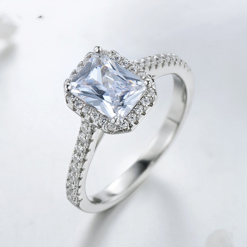 Classic Luxury Rectangular Zircon Ring