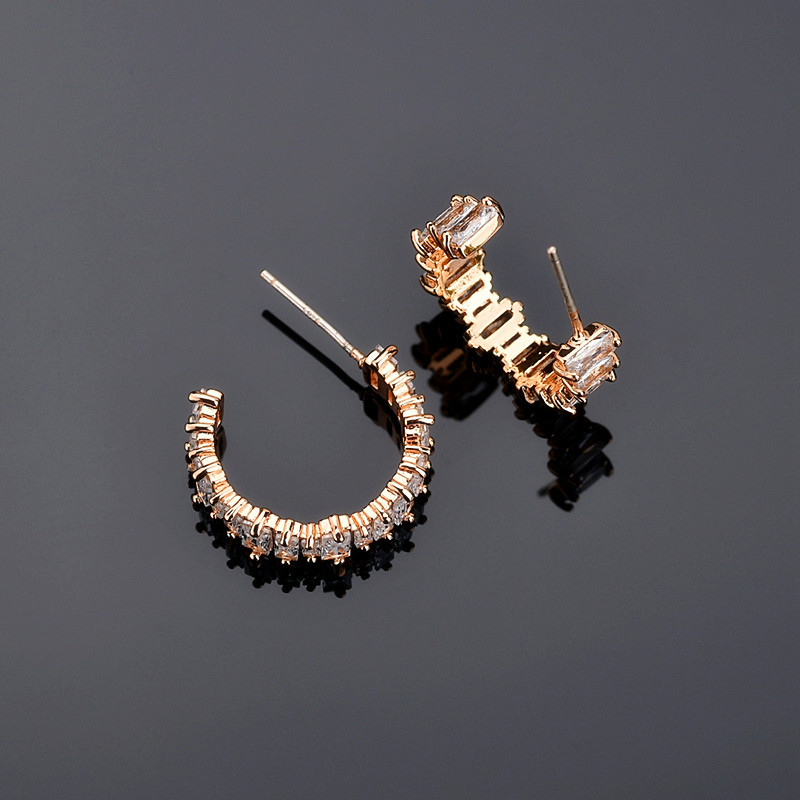 Creative Earrings Rectangular Zircon Inlaid Geometric Earrings