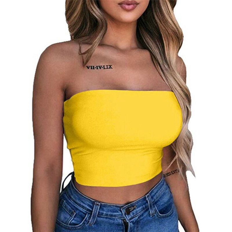 Title 7, New Women Sexy Off Shoulder Strapless Casual Ta...