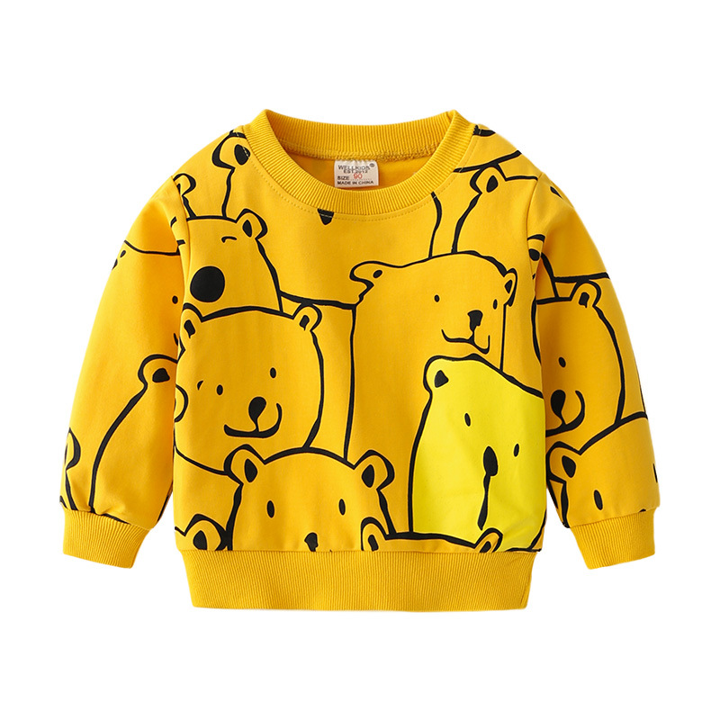 Bear Contrast Color Cartoon Cute Boy Long Sleeves New