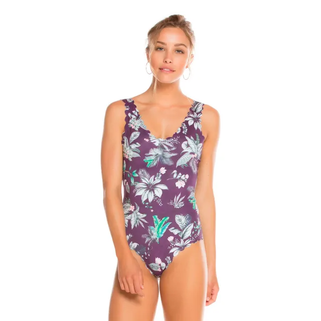 New Printed One Piece Swimsuit Bikini Ladies Swimwear Purple - Shop at LoveMi