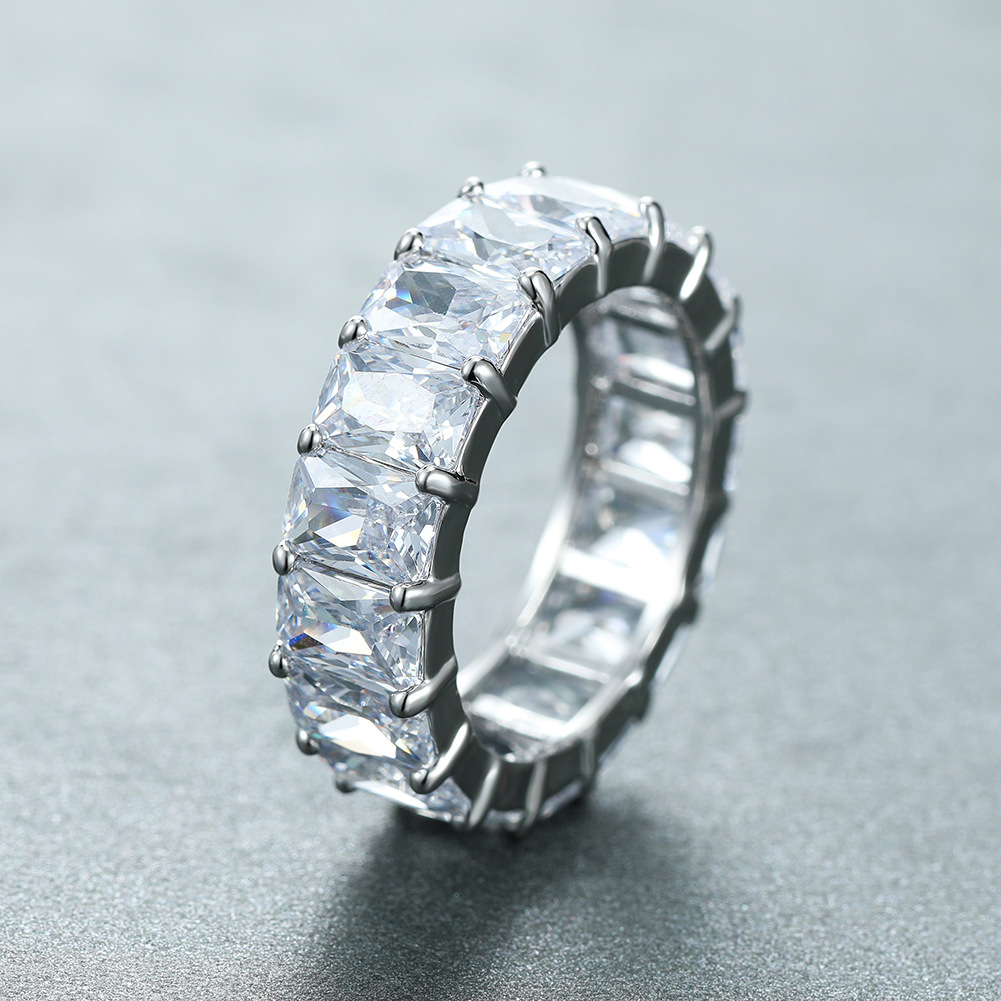 Ring Foreign Trade Zircon Female Color Diamond Square One-piece Ring