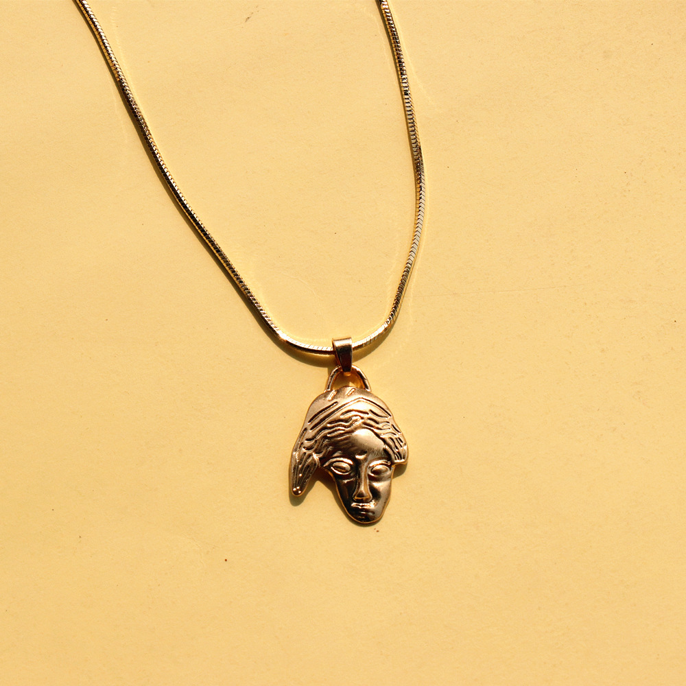 Real Gold Plated Chain Necklace Face Alloy