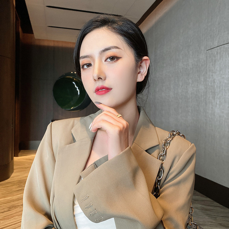 Zircon Gear Ring Female Niche Design Sense Index Finger Ring Ins Cold Wind Simple Temperament Net Red  Ring