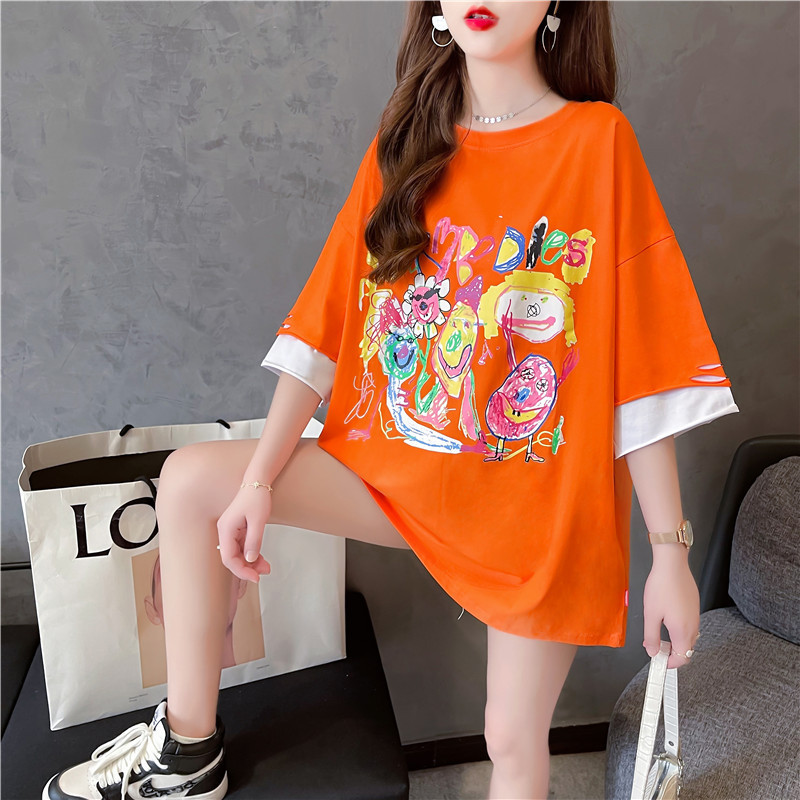 Title 6, Summer Korean Version Of Fake Two-Piece Printi...