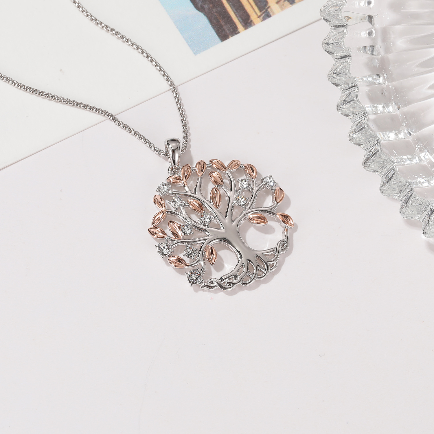 Rose Gold Tree Of Life Necklace Clavicle Chain