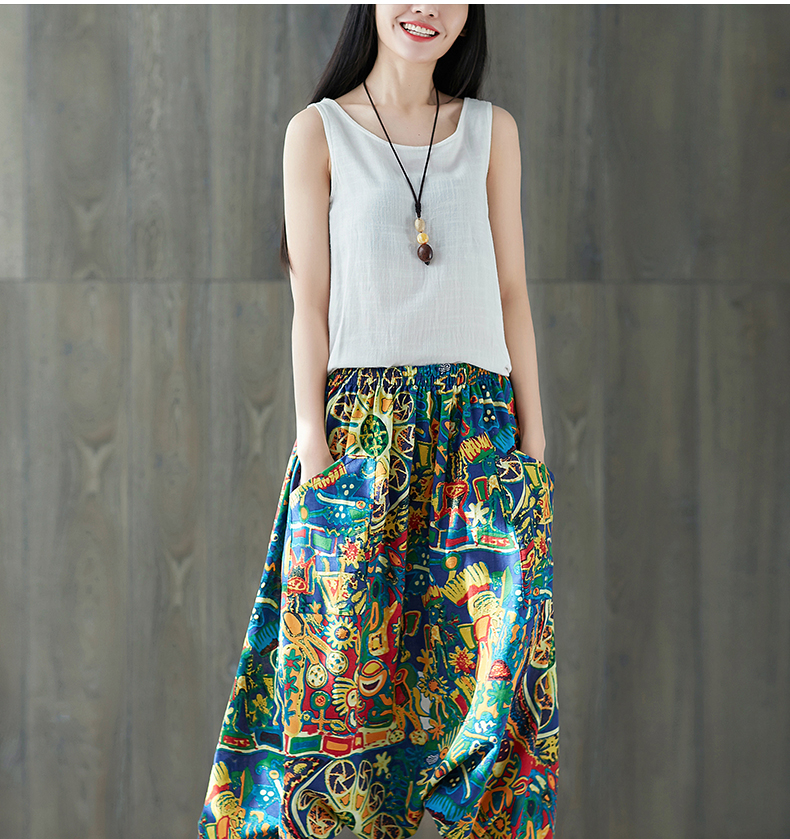 Title 5, Ethnic style cotton and linen trousers bloomers...