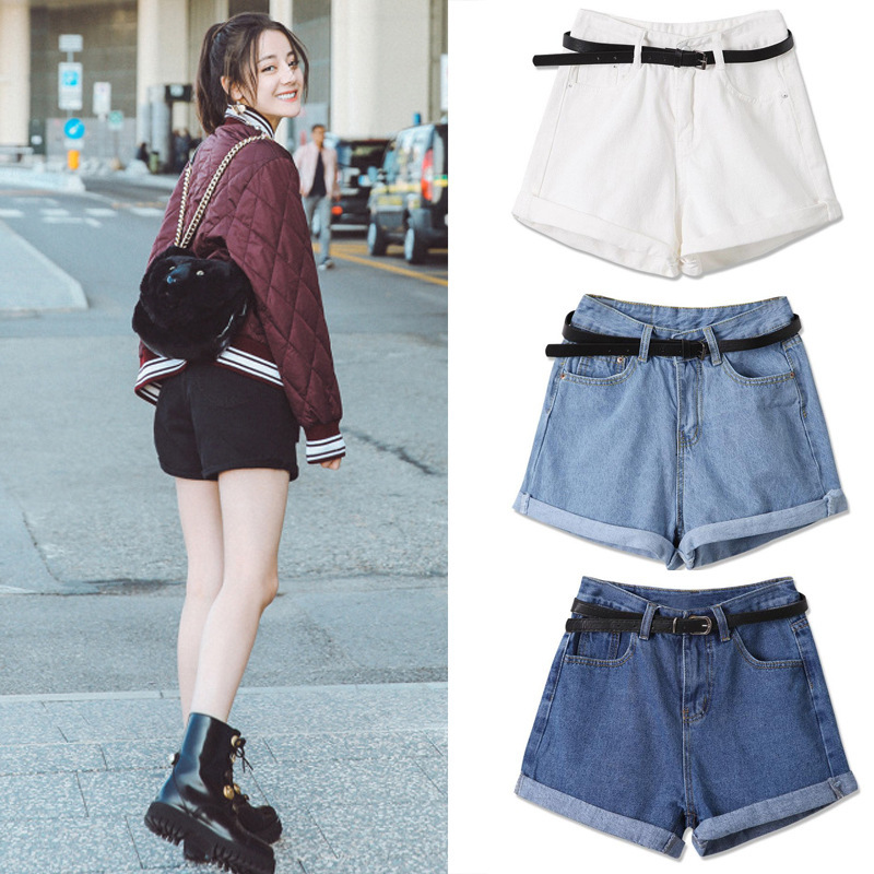 Curled Elastic Ladies Denim Shorts Female Student Pants Foreign Trade Women'S Clothing 