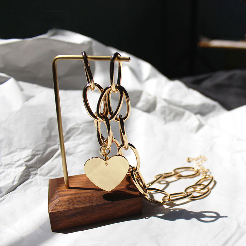 Cross-Border Jewelry Large Gold Chain European And American Metal Ins High-Quality Hip-Hop Love Pendant Necklace Chocker778