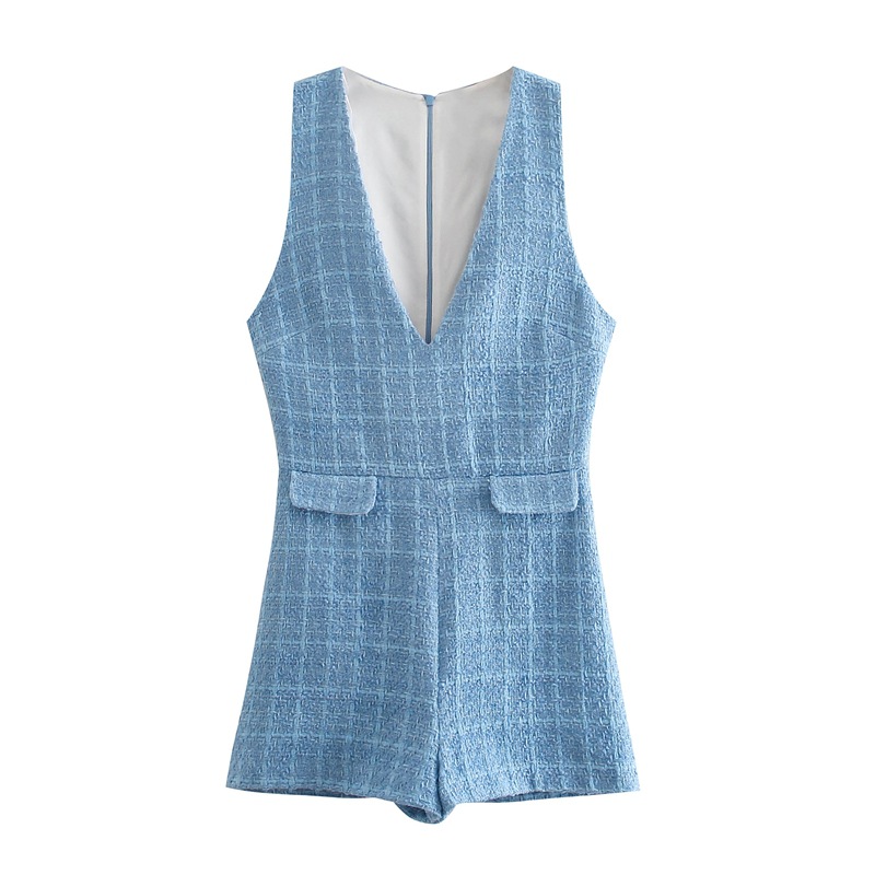 Women'S Top Blue  Short Texture Jacket Short Suit