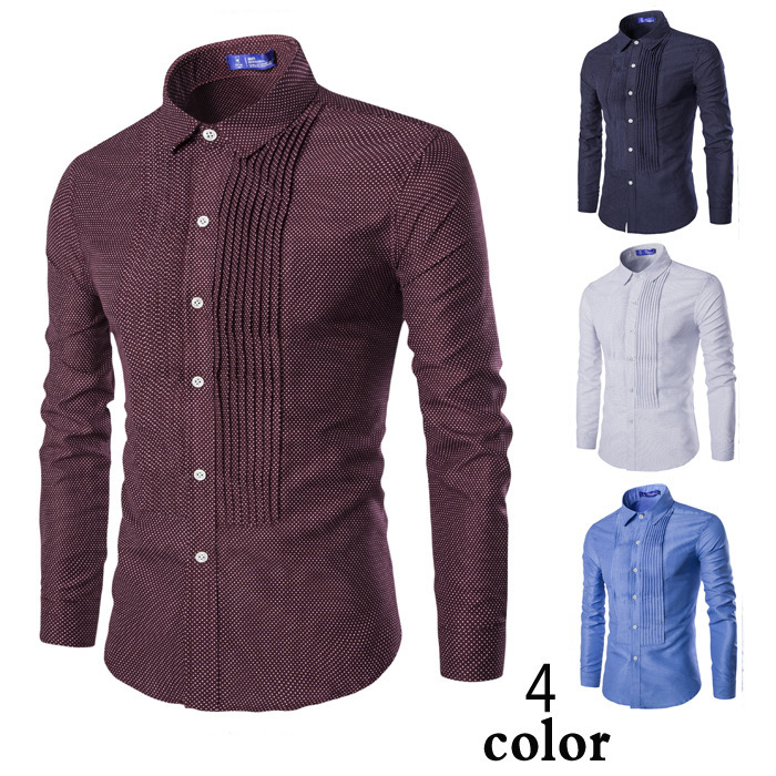 Palace Style Pleated Long-Sleeved Shirt
