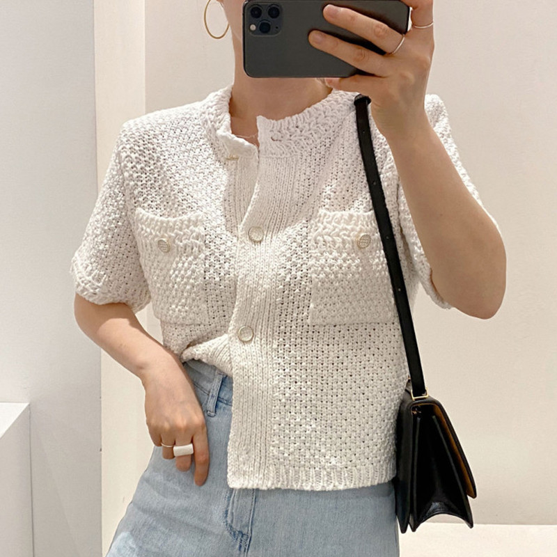 Women's Loose Solid Color Casual Short-sleeved Sweater
