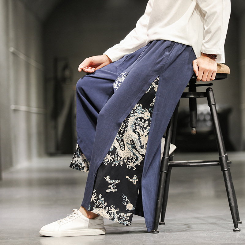 Title 4, Chinese style Tang suit wide-leg pants. Comfort...