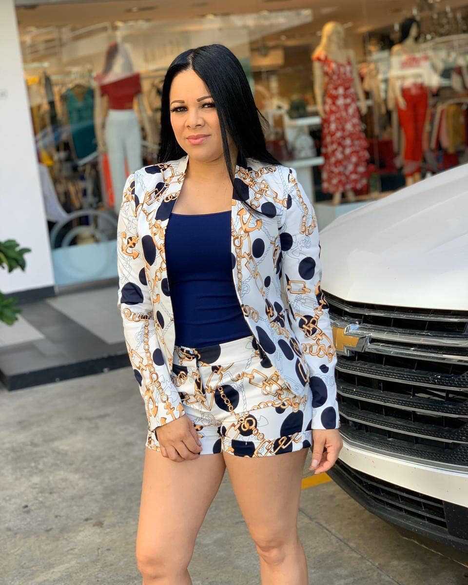 Women's Digital Positioning Printing Coat Jacket Pencil Pants Suit Two-piece