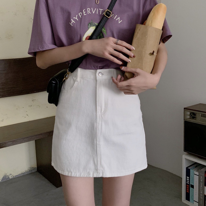 Sweet  Elastic High Waist Thin Chic Denim Skirt With Hip Skirt