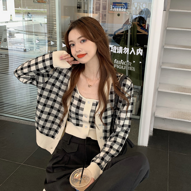 New Korean Style Gentle Style Long-Sleeved Sweater Women Short Sweater Cardigan Small Jacket