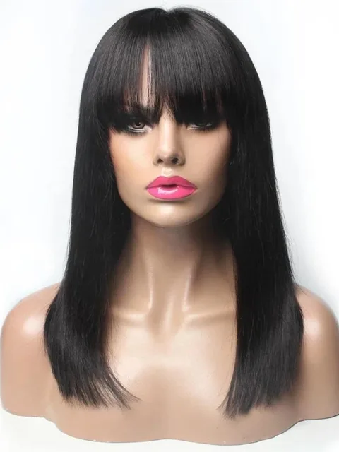 Brazilian Straight Black 100 Real Hair 30Inch Long Bangs