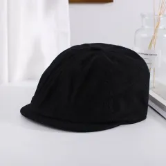 Pure Color Beret Women Summer Thin Style Trendy Fashion Retro - Black - View 1
