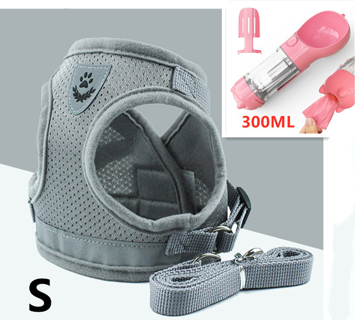 Pet Leash Breathable Mesh Chest Back Grey Set - Shop at LoveMi