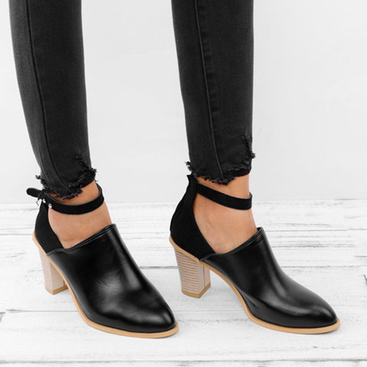 Chunky Heel Round Toe Baotou Fashion British Shoes