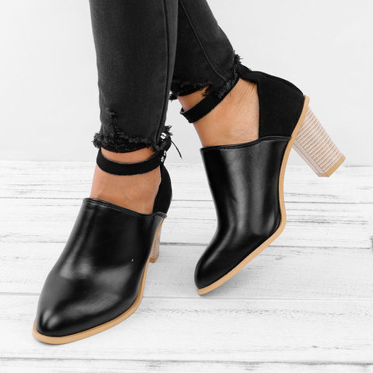 Chunky Heel Round Toe Baotou Fashion British Shoes