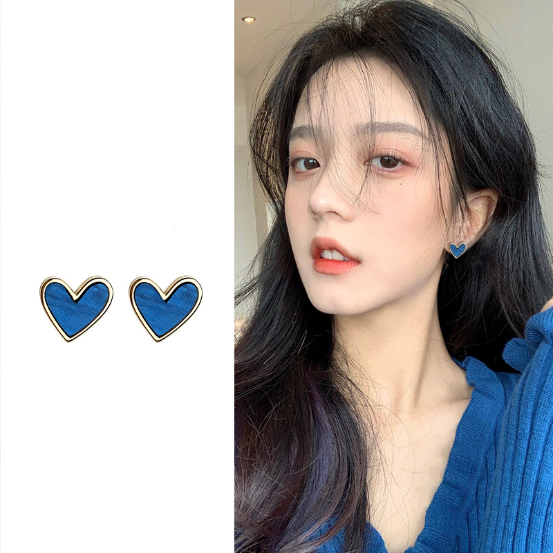 Blue Heart Ear Clip No Ear Hole Women''s Advanced Fake Earrings